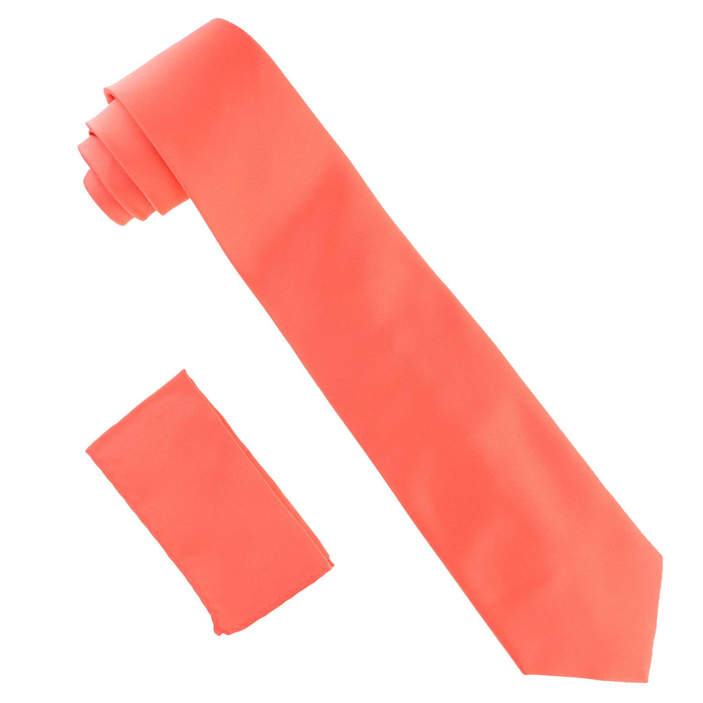 Vittorio Farina Solid Satin Necktie & Pocket Square by Classy Cufflinks