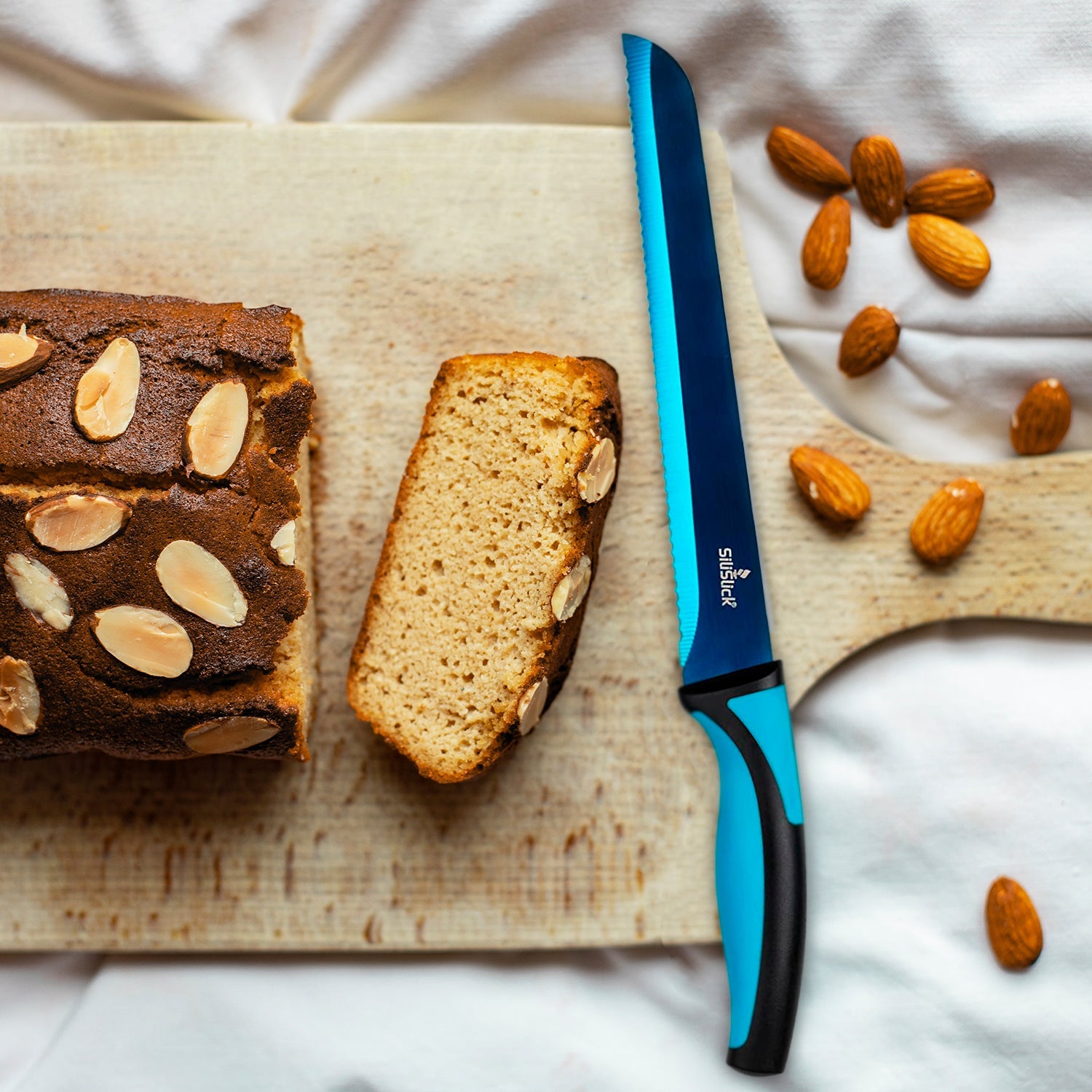 Kitchen Knife Set Kit | Blue Handle, Blue Blade & Red Magnetic Rack