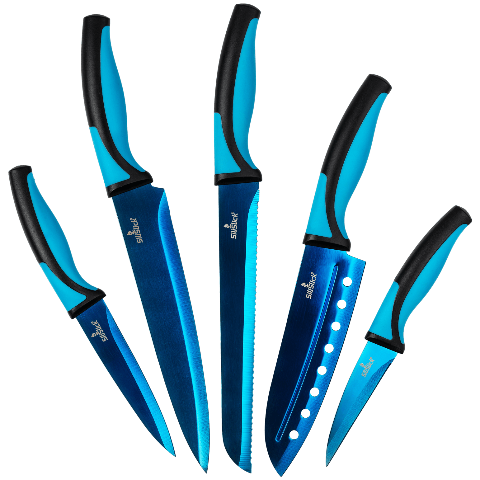 Kitchen Knife Set - Blue Handle | Blue Blade
