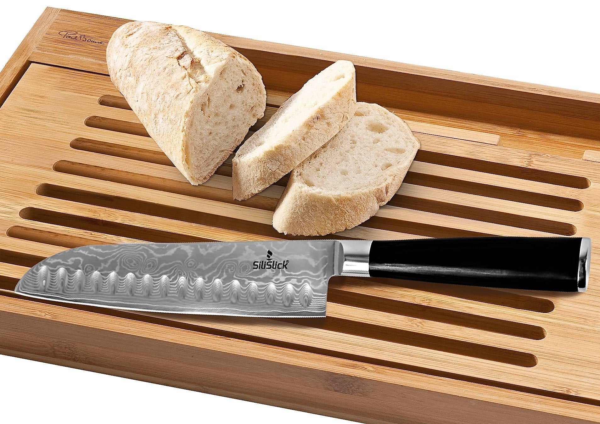 Damascus Stainless Steel Knife - Santoku Wave Design