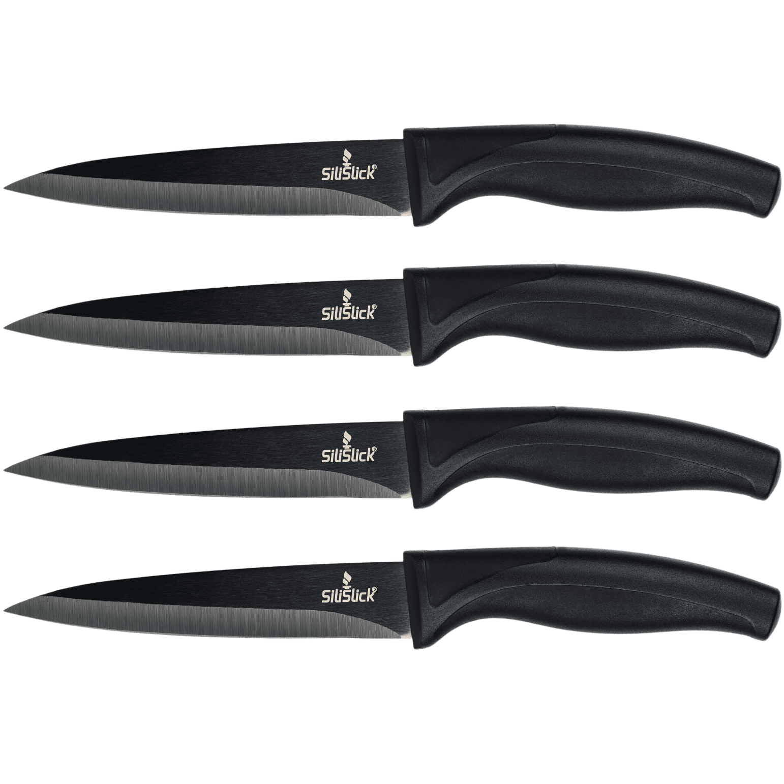 Steak Knife Set (4 Black Handle, Black Blade)