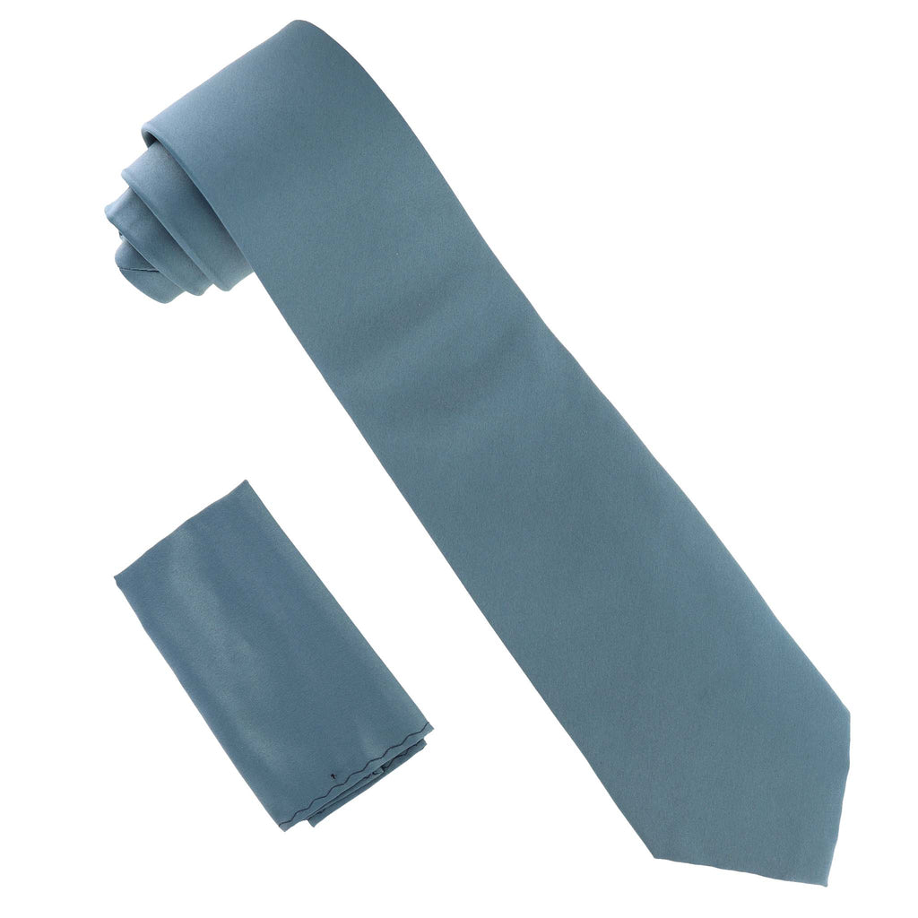 Vittorio Farina Solid Satin Necktie & Pocket Square by Classy Cufflinks