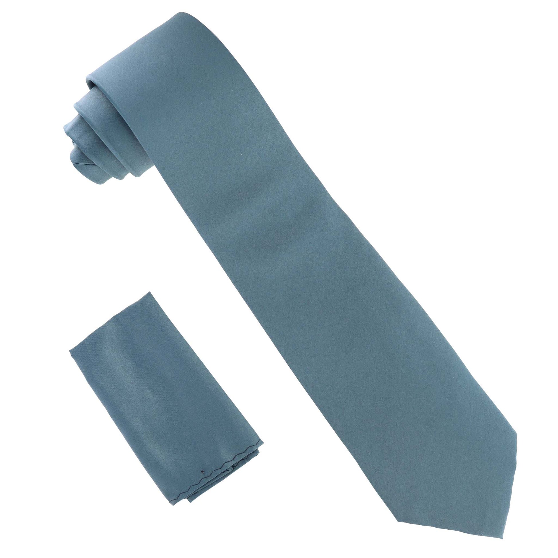Vittorio Farina Solid Satin Necktie & Pocket Square by Classy Cufflinks