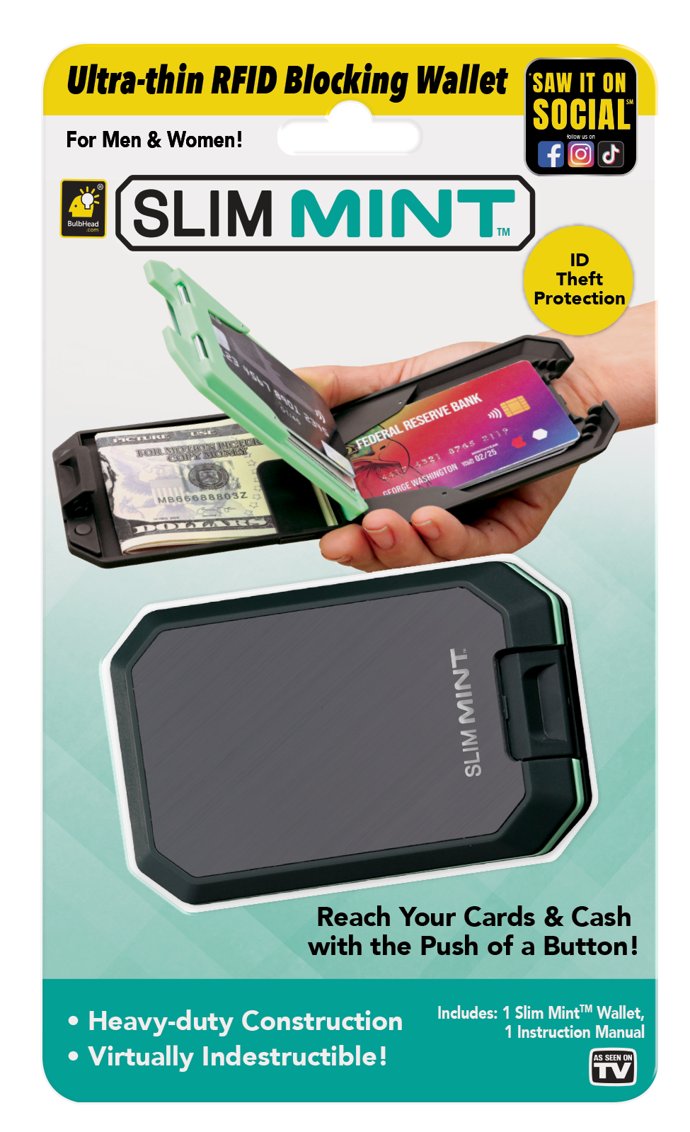 Slim Mint Wallet | Ultra-Thin | RFID-Blocking | Crush-Resist